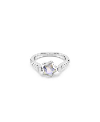 Silver-Plated Mixed-Cut Crystal Star Ring