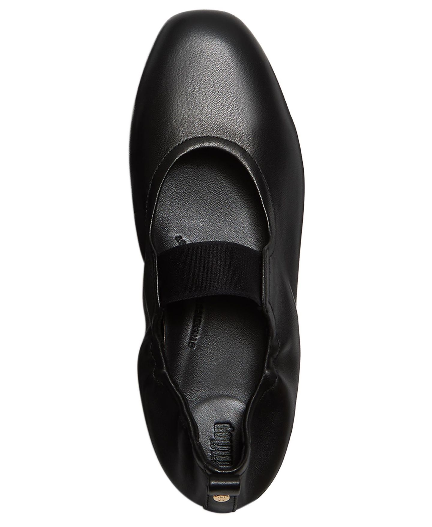 Женские балетки FitFlop Delicato Poise Round Toe Dynamicush Cushioning Mary Jane, цвет: Чёрный кожаный — фото 3