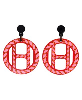 Buffalo Horn, Lacquer, and Metal H Equipe Nautique Earrings
