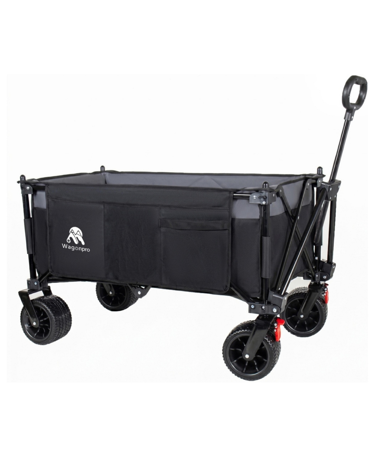 ECHTPeak Folding Wagon Cart with Removable Canopy,480LBS 120L Utility Wagon with 7"x4" All Terrain Wheels for Camping,Beach,Grocery,Sports - Black
