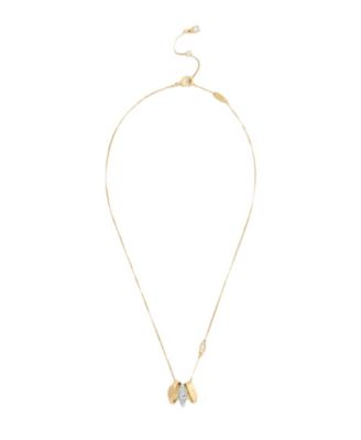 Women's Glass Crystal Two-Tone Pave Signet Rondel Necklace