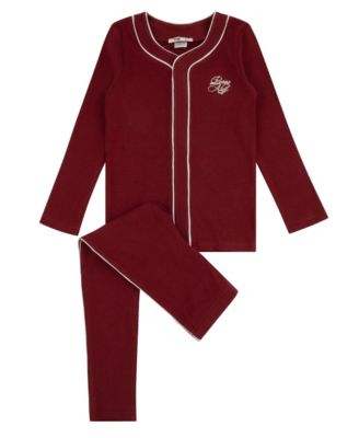 Girls' 4-16 Button-Down Long-Sleeve Top and Pants, 2-Piece Set