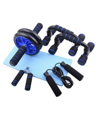 5 in 1 Home Exercise Equipment Ab Roller Kit With Jump Rope Push Up Bars Hand Gripper