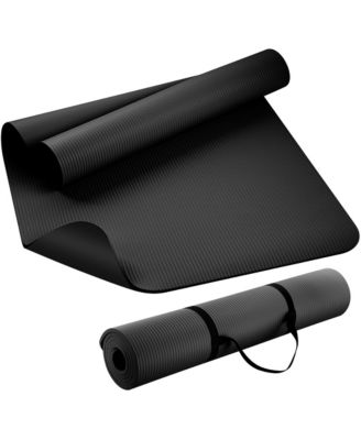 Extra Thick Nbr Yoga Mat Non Slip Comfortable Cushioning With Carry Strap