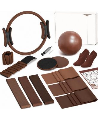 19 in 1 Home Pilates Kit Workout Equipment With Resistance Bands Sliders Ankle Weights And Grip Socks