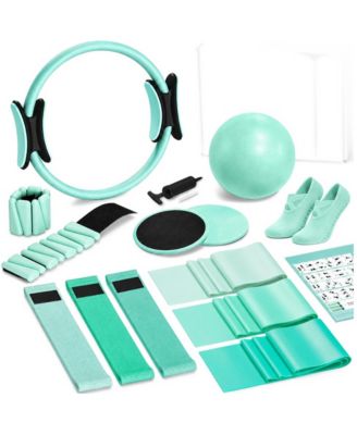 19 in 1 Home Pilates Kit Workout Equipment With Resistance Bands Sliders Ankle Weights And Grip Socks