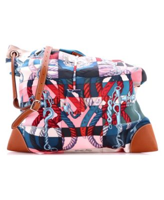 Pre-Owned HERMES GM Silky City Bag Printed Silk and Leather