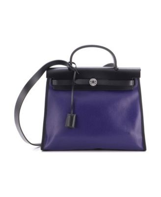 Pre-Owned HERMES 31 Herbag Zip Berline Vache Canvas and Leather