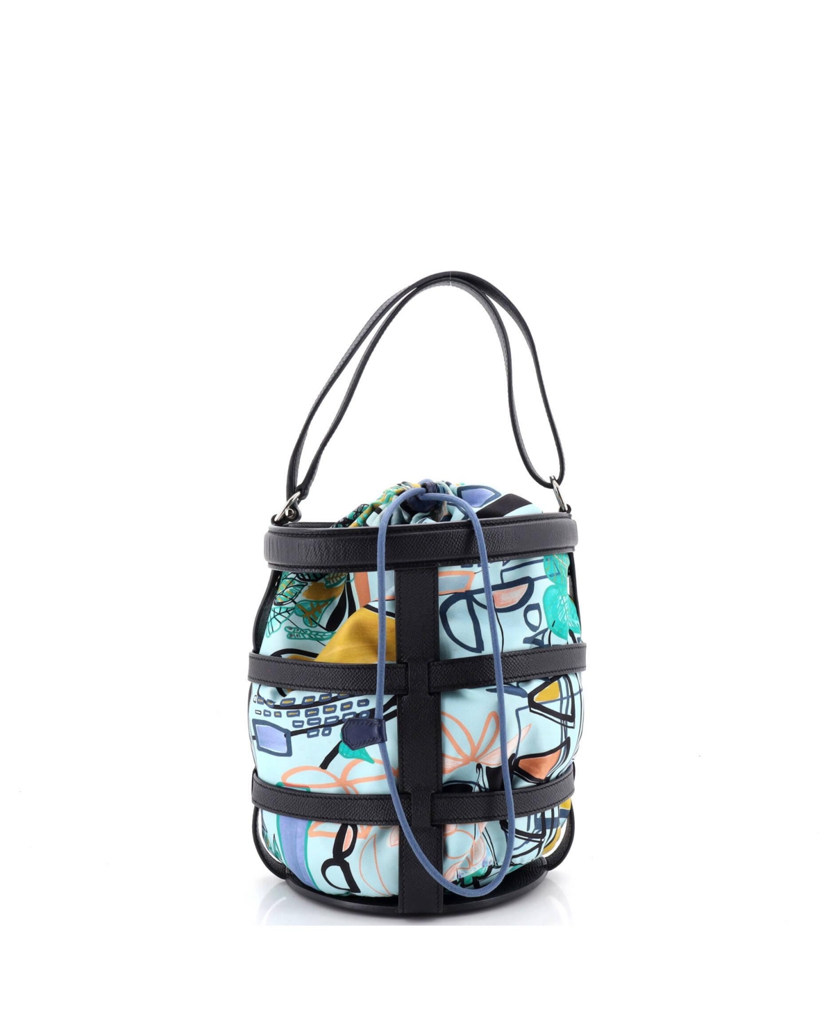 Pre-Owned Hermes Musardine Bucket Bag Printed Silk with Leather - Brown
