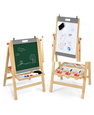 Kids Art Easel with Paper Roll Double Sided Chalkboard and Whiteboard, for Drawing, Painting and Creative Activities