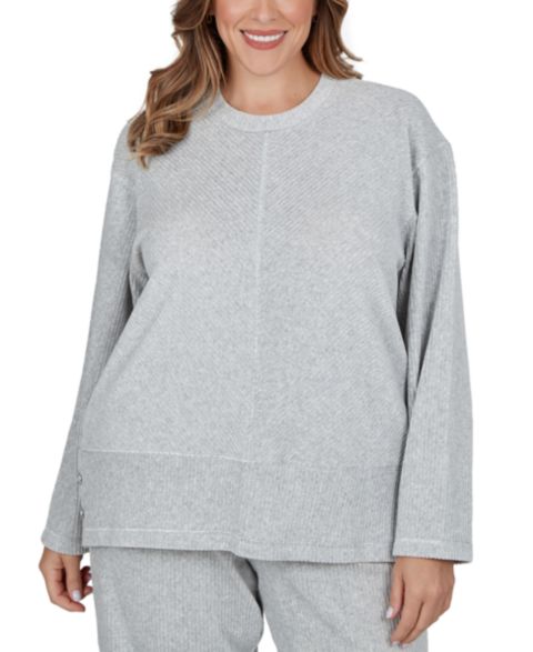 Женский свитер Alfred Dunner Plus Size Long-Sleeve Crewneck Ribbed, цвет: Granite