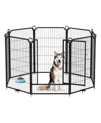 Heavy Duty Metal Dog Playpen with Door - 24-Inch 8-Panel Collapsible and Expandable Exercise Pen for Indoor and Outdoor