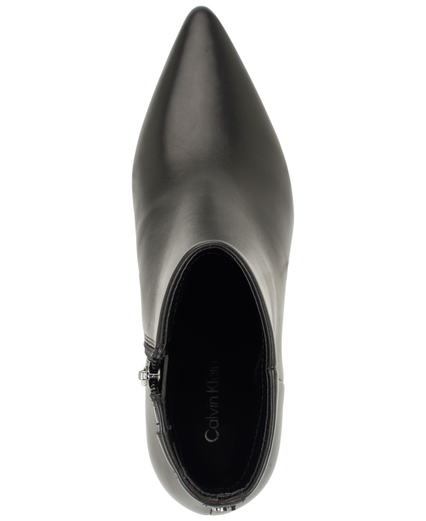 Женские ботинки Calvin Klein Austina Pointed Toe Kitten Heel Booties, цвет: Чёрный кожаный — фото 4