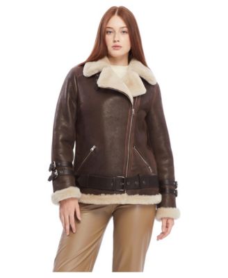 Women's Harriet Shearling Belted Biker Jacket