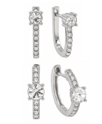 Women's Crystal Hoop Earrings Set, 4 Pieces