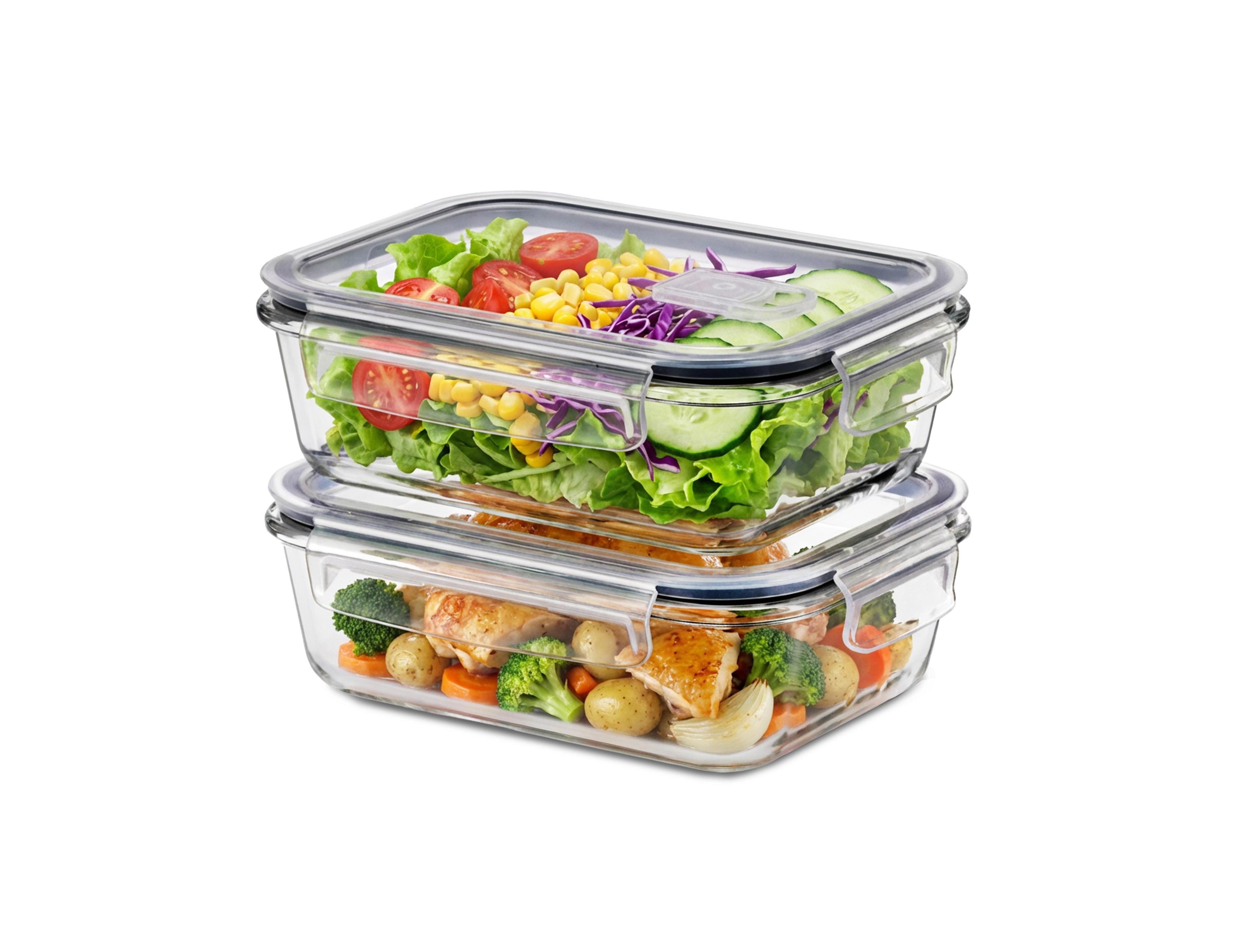 Sorbus 2 Pack 50Oz Glass Food Storage Containers with Steam Vent and Airtight Locking Lids