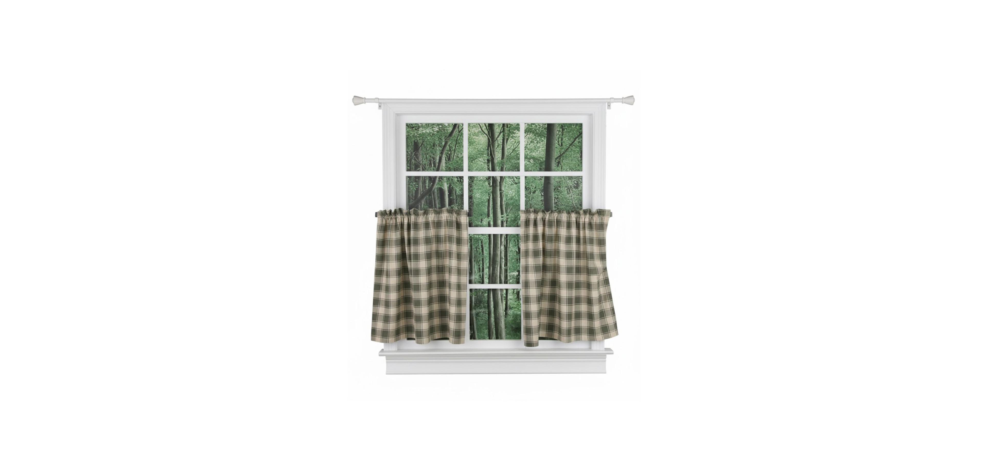 Ellis Curtain Country Check Tailored With 1.5" Rod Pocket Window Tiers Mist