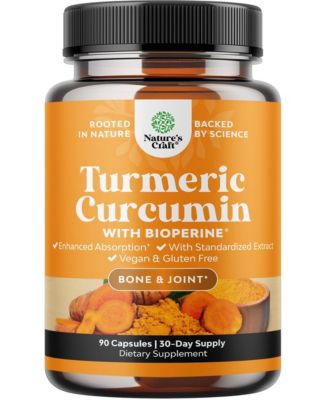 Nature's Craft Turmeric Curcumin with Pepper Extract 95 Percentage Curcuminoids Turmeric Root Extract and BioPerine 90 Count