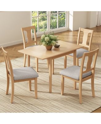  5-Piece Drop Leaf Dining Set with 4 Upholstered Chairs