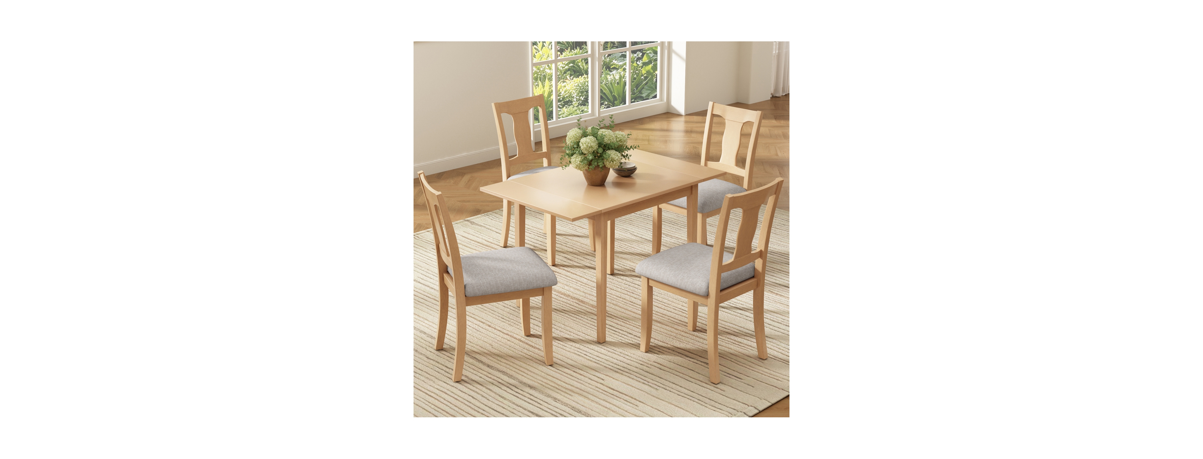 Streamdale Furniture 5-Piece Drop Leaf Dining Set with 4 Upholstered Chairs