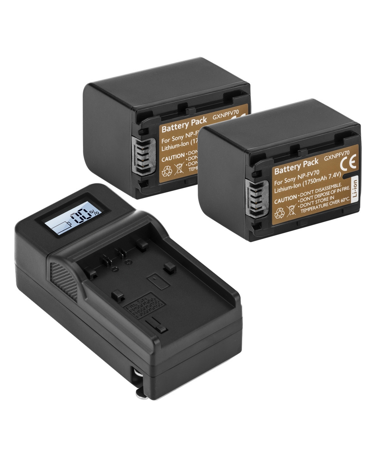 Green Extreme Np-FV70 Lithium-Ion 2-Pack Battery and Charger Kit for Sony Camcorders