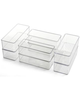 8 Pack Plastic Drawer Organizers Set Stackable Clear Storage Bins For Vanity Desk Bathroom
