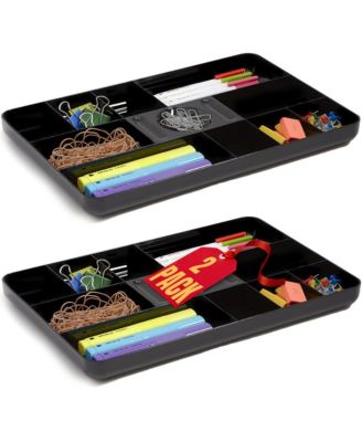 13 Compartment Black Desk Drawer Organizer 2 Pack