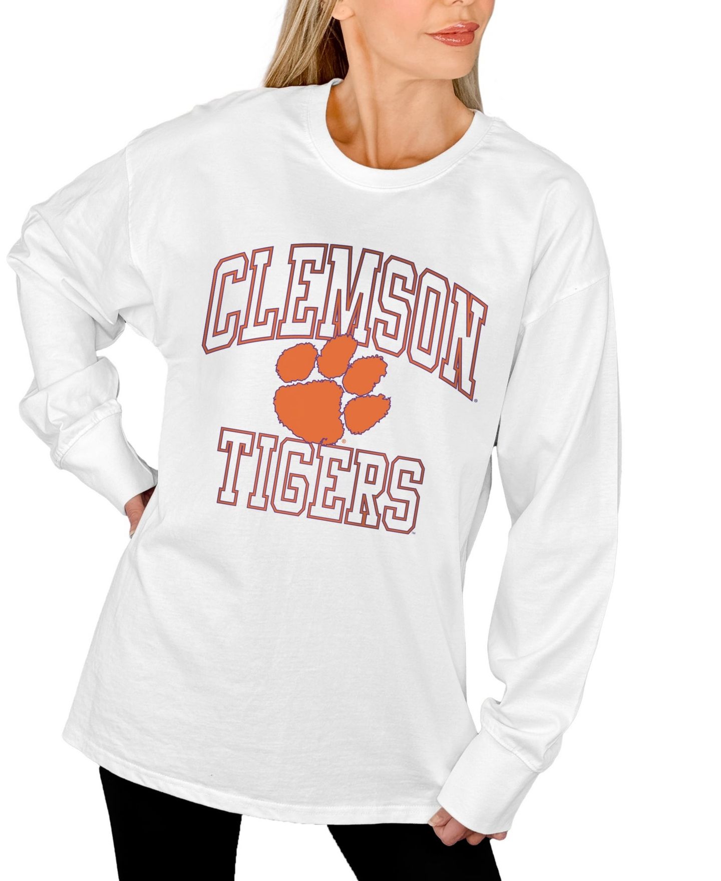 Женская футболка Gameday Couture White Clemson Tigers Mind Games Oversized Long-Sleeve — фото 4