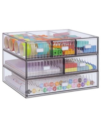 3 Tier Stackable Desk Organizer 6 Drawers Desktop Storage Stationery Makeup