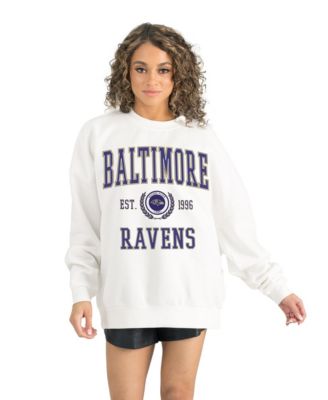 Women's White Baltimore Ravens Timeless Triumph Premium Fleece Pullover Sweatshirt