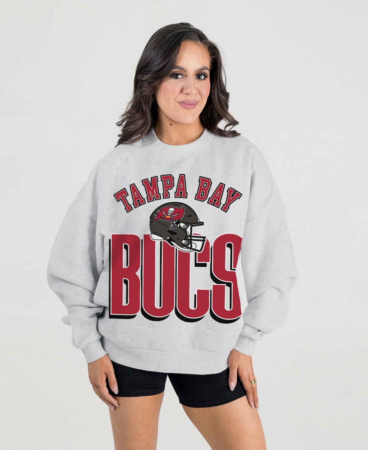 Gameday Couture Women's Ash Tampa Bay Buccaneers Fierce Focus Premium Oversized Fleece Pullover Sweatshirt - Ash