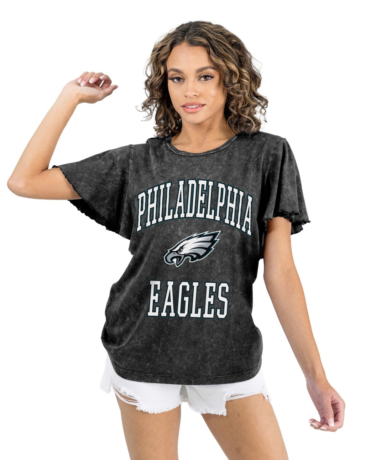Gameday Couture Women's Black Philadelphia Eagles Relaxed Flutter Sleeve T-Shirt - Black
