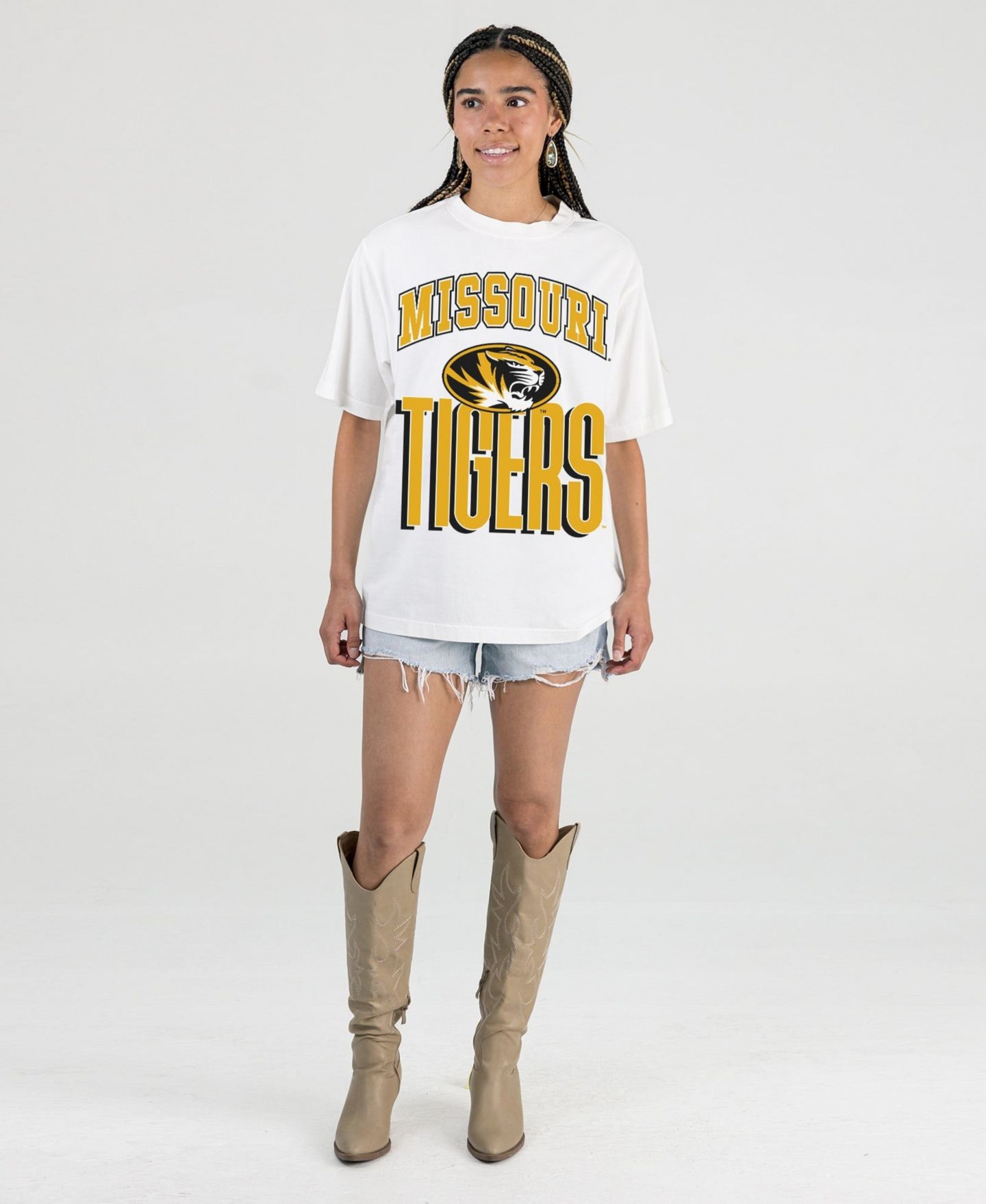 Женская футболка Gameday Couture Cream Missouri Tigers Oversized Fierce Focus — фото 3
