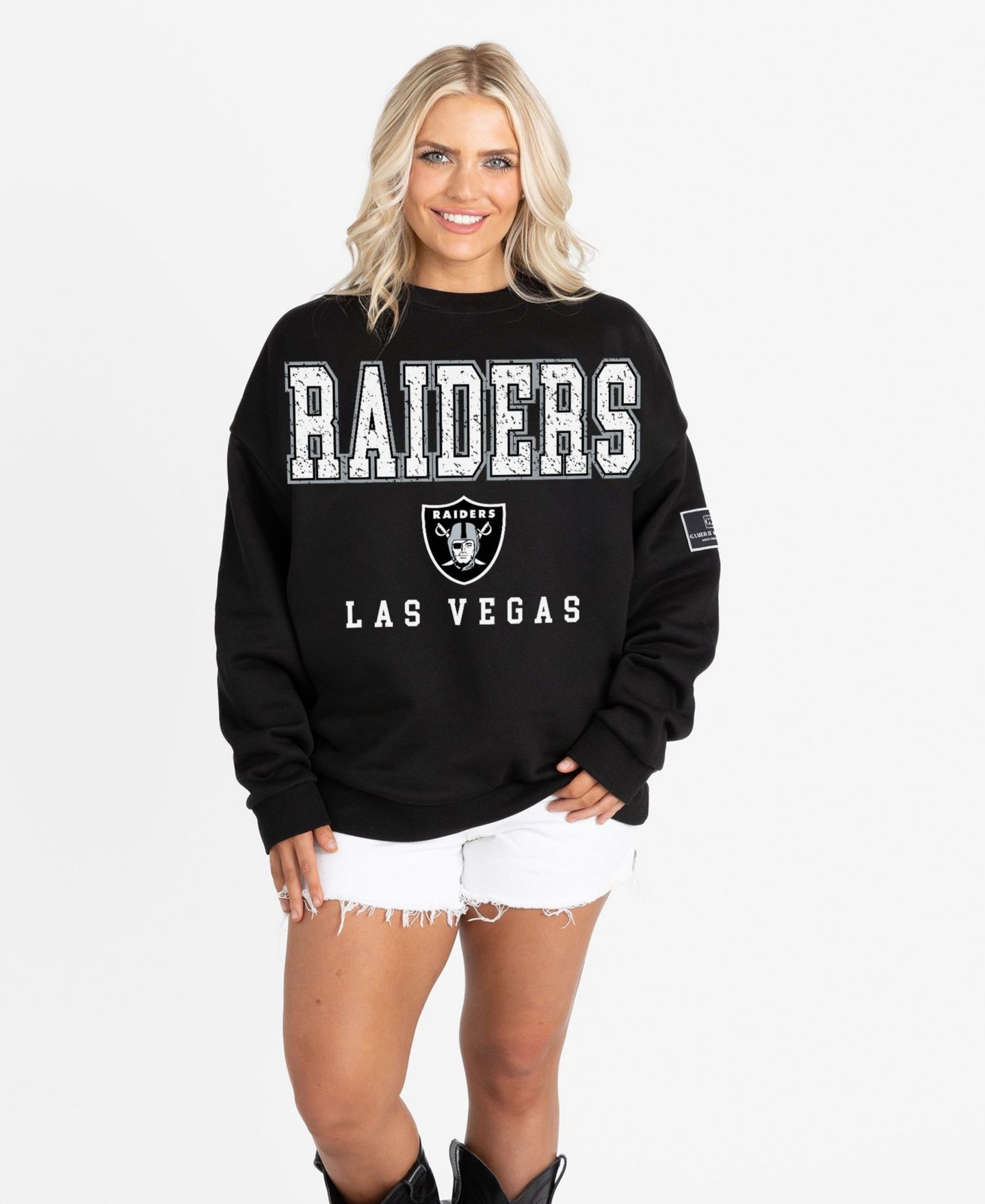 Женская толстовка Gameday Couture Black Las Vegas Raiders Oversized Level Up Black Label Premium Fleece — фото 5