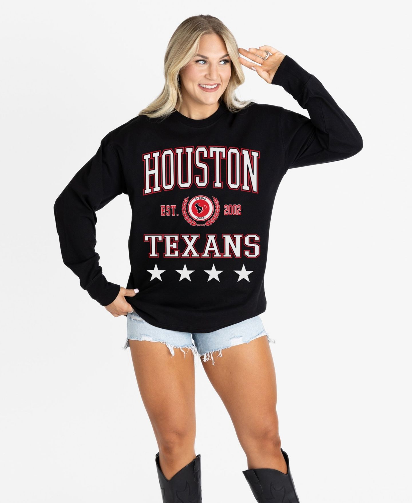 Женская футболка Gameday Couture Black Houston Texans Oversized Everyday Star Long-Sleeve — фото 4