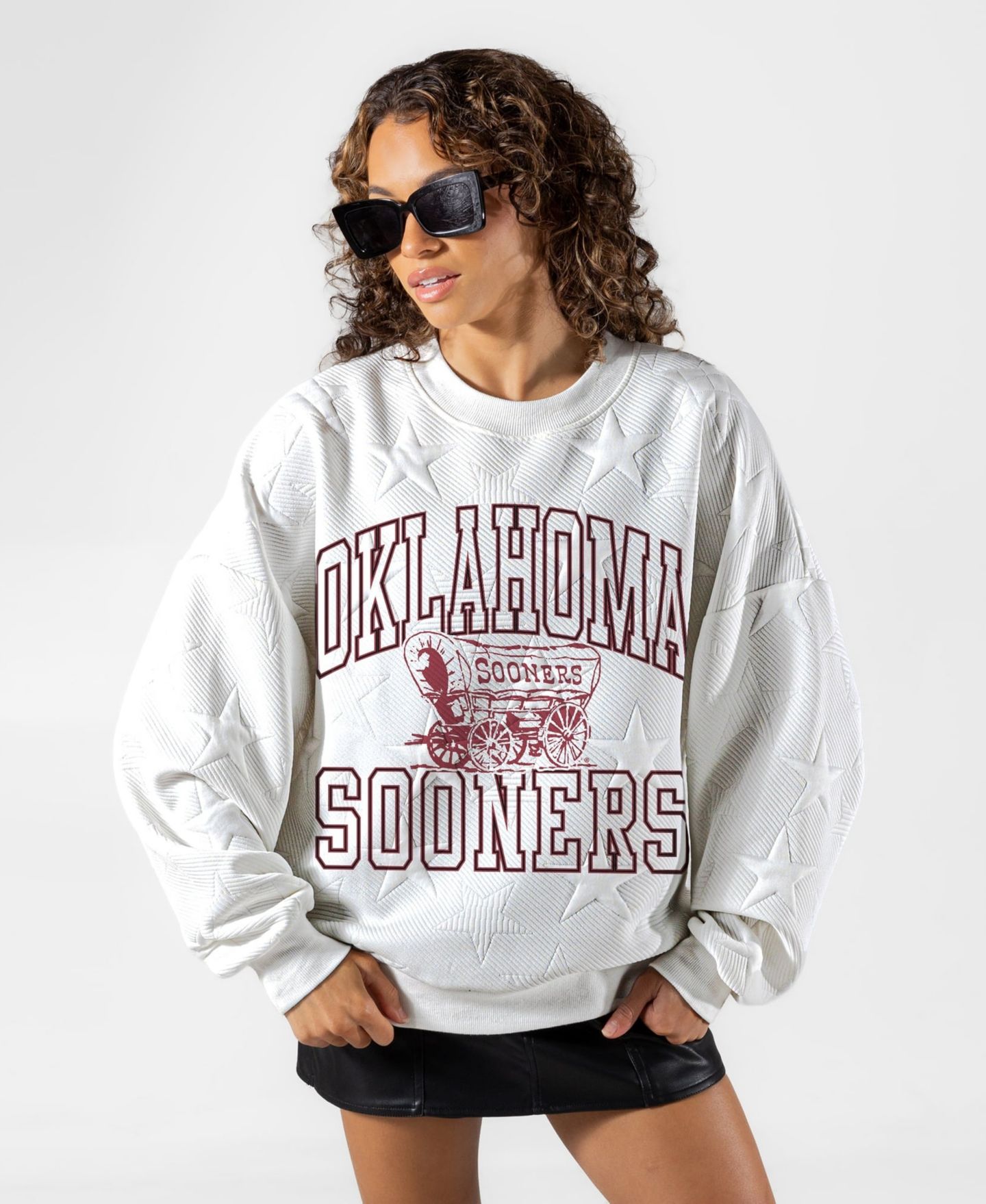 Женская толстовка Gameday Couture White Oklahoma Sooners Big Play Energy Tonal Star Embossed — фото 4