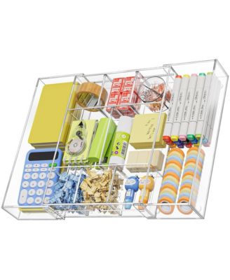 Expandable Acrylic Drawer Organizer With Adjustable Dividers For Office Supplies Makeup Vanity
