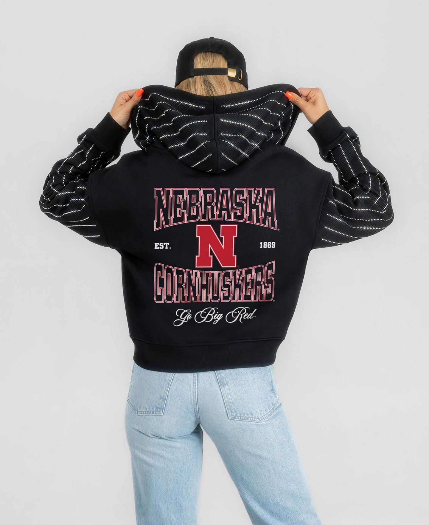 Женское худи Gameday Couture Black Nebraska Huskers Eyes on the Prize Mid-Crop Full-Zip — фото 1