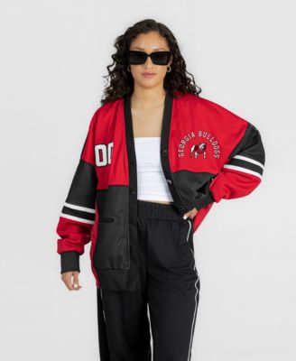 Women's Red/Black Georgia Bulldogs MVP Era Satin Button-Down Cardigan