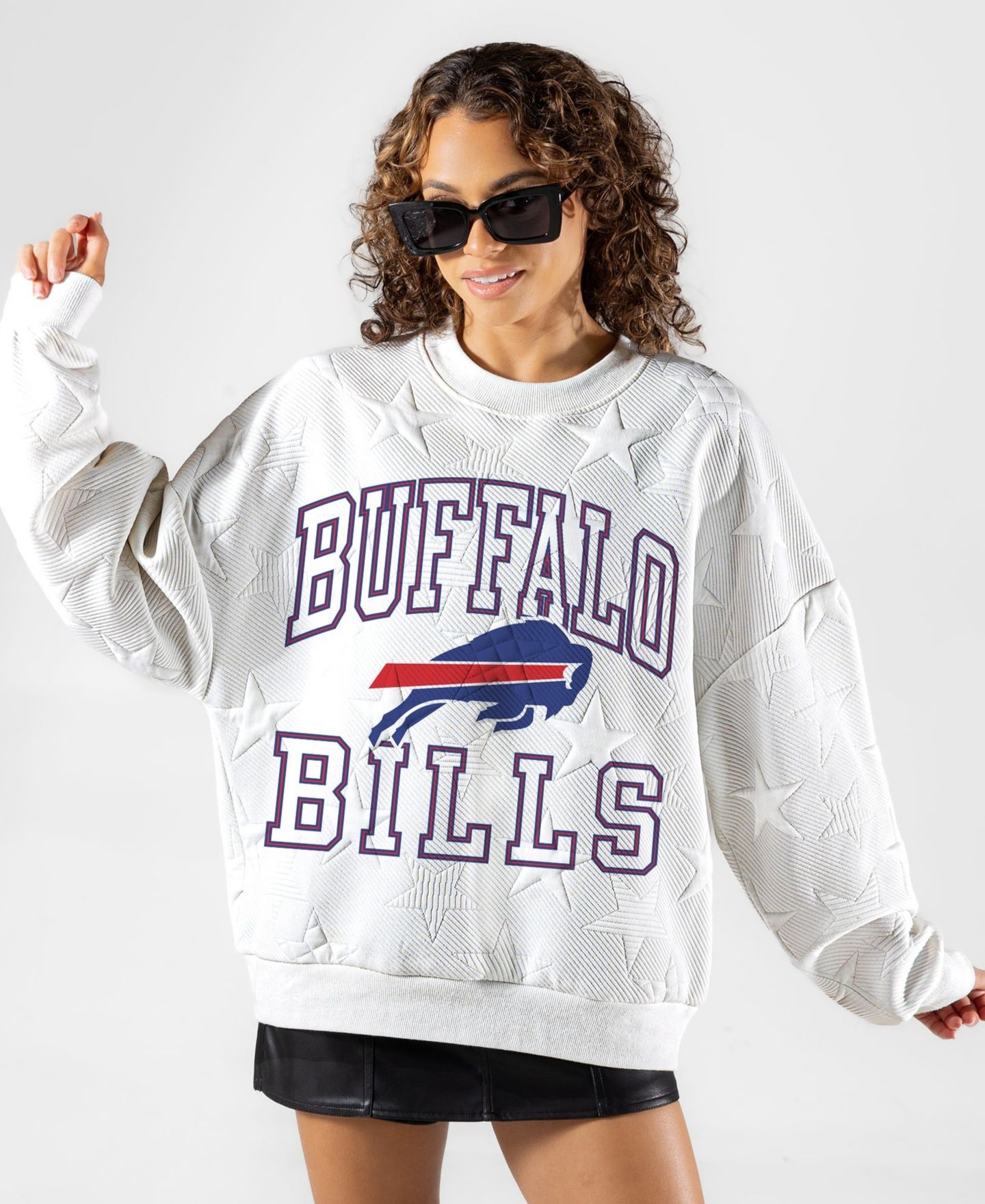Женская толстовка Gameday Couture White Buffalo Bills Big Play Energy Tonal Star Embossed — фото 2