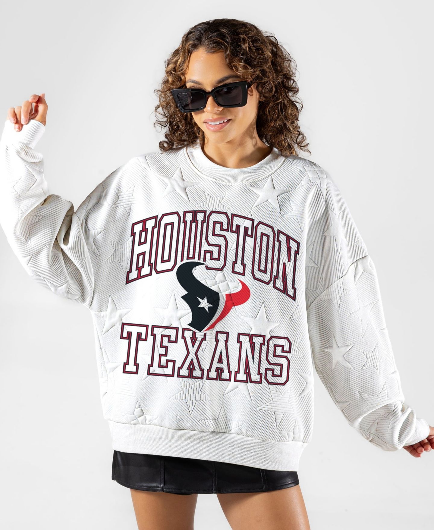 Женская толстовка Gameday Couture White Houston Texans Big Play Energy Tonal Star Embossed — фото 4