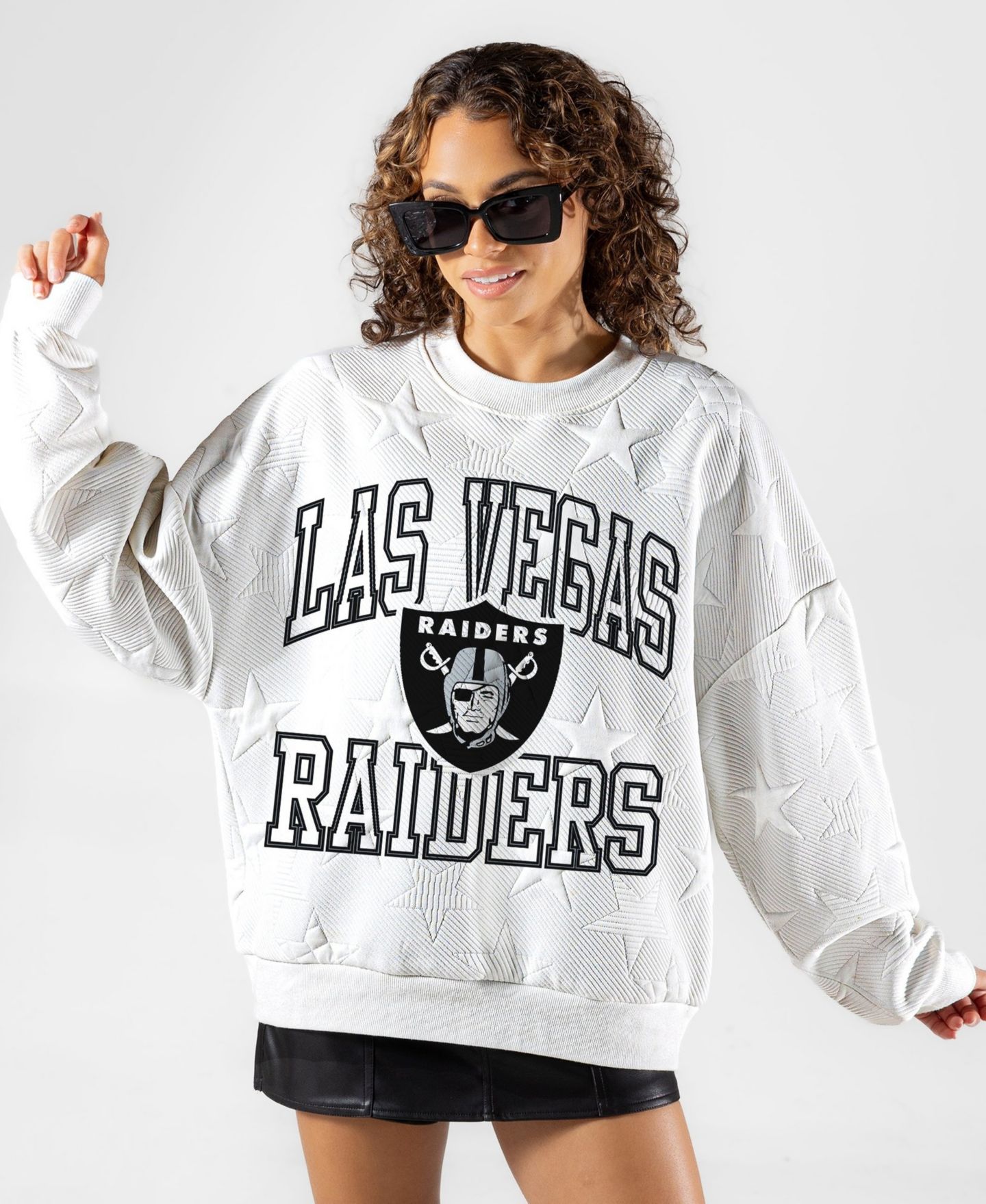 Женская толстовка Gameday Couture White Las Vegas Raiders Big Play Energy Tonal Star Embossed — фото 4