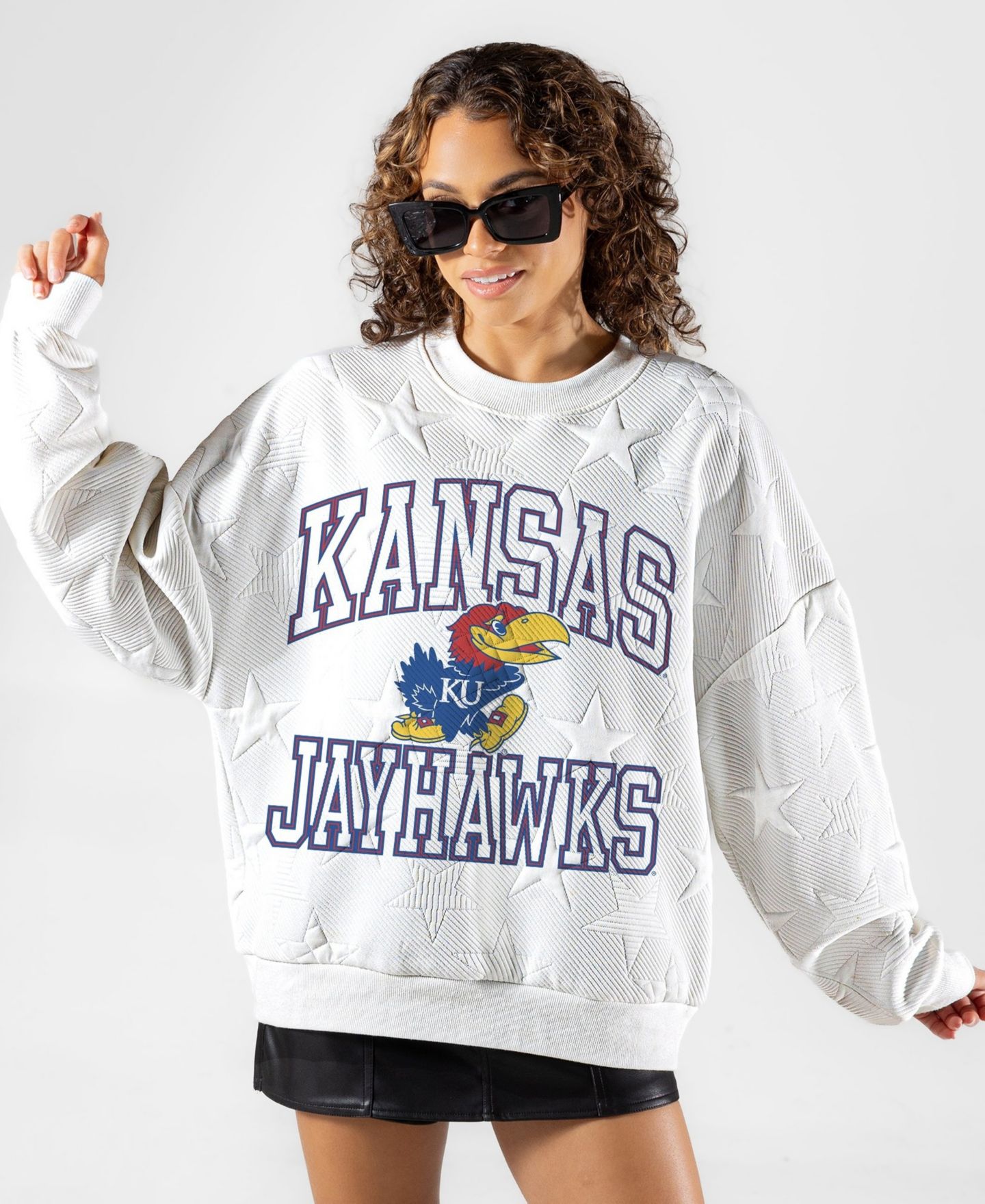 Женская толстовка Gameday Couture White Kansas Jayhawks Big Play Energy Tonal Star Embossed — фото 1