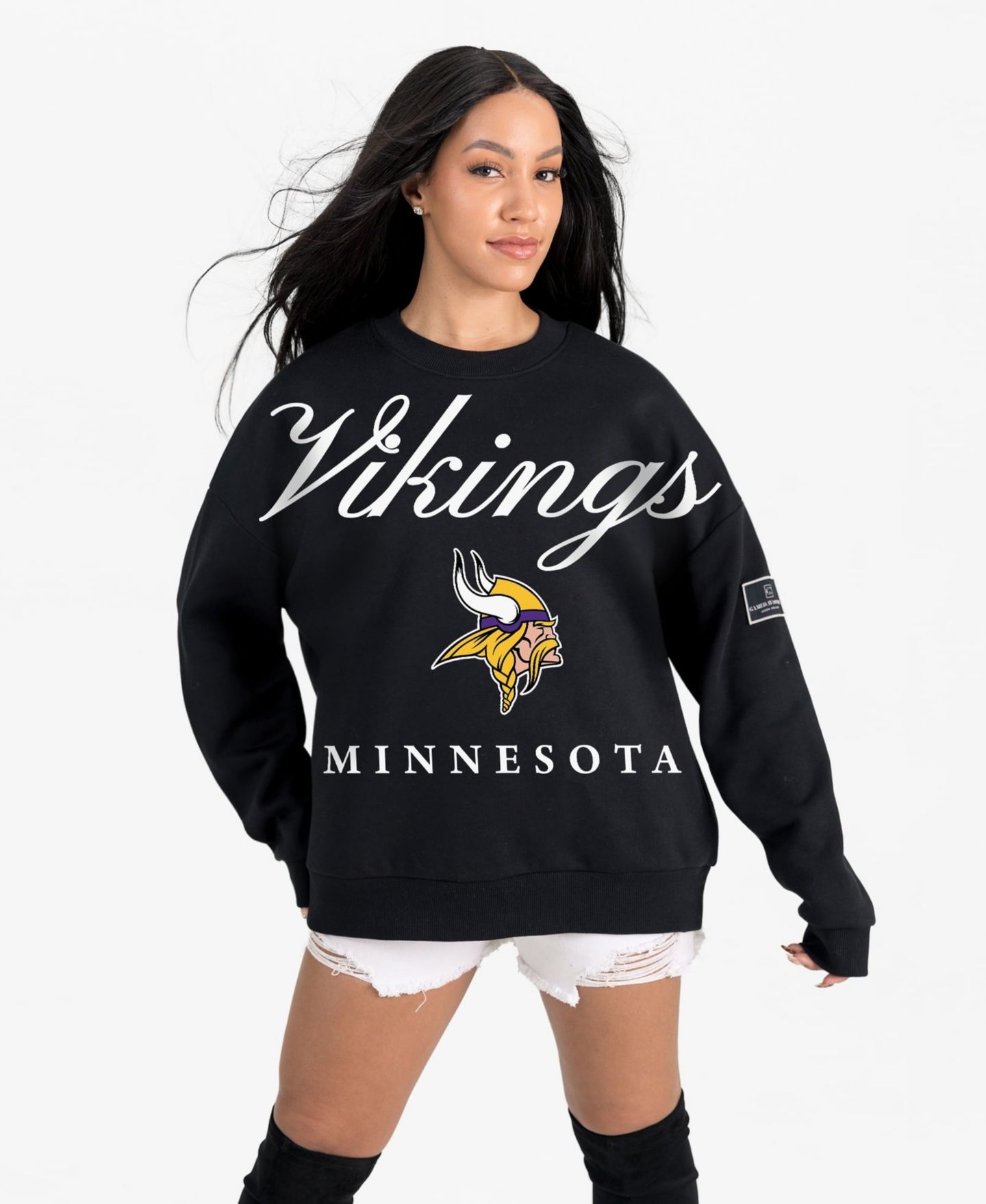 Женская толстовка Gameday Couture Black Minnesota Vikings Legacy Club Premium Fleece Drop Shoulder Oversized — фото 4