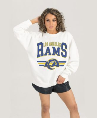 Women's White Los Angeles Rams Oversized Swift Strike Premium Fleece Sweatshirt