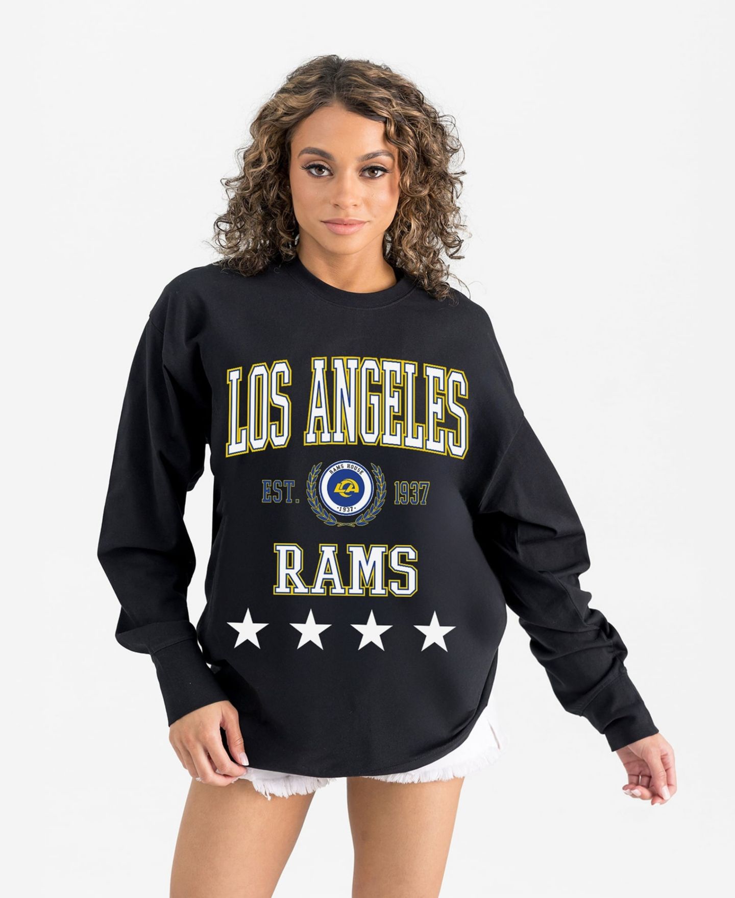 Женская футболка Gameday Couture Black Los Angeles Rams Everyday Star Oversized Long-Sleeve — фото 1