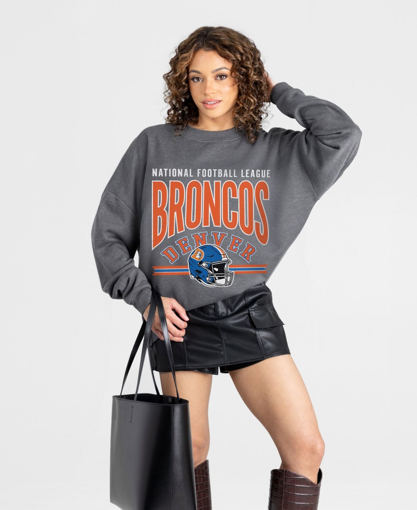 Женская толстовка Gameday Couture Charcoal Denver Broncos Kickoff Classic Oversized Premium Drop Shoulder — фото 4