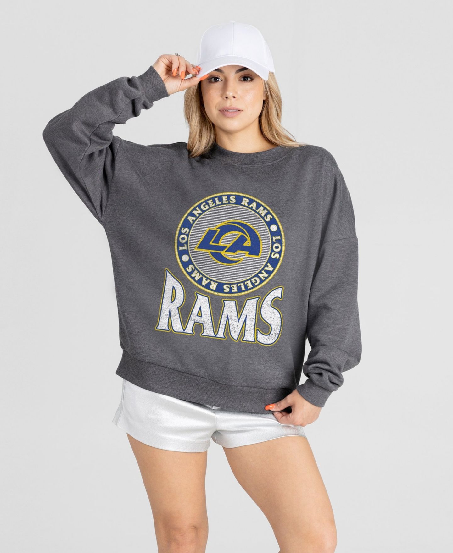 Женская толстовка Gameday Couture Charcoal Los Angeles Rams Saturday Seal Oversized Premium Drop Shoulder — фото 4