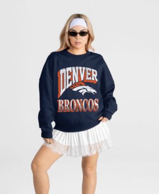 Women's Navy Denver Broncos Main Character Oversized Premium Drop Shoulder Sweatshirt