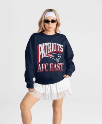 Women's Navy New England Patriots Main Character Oversized Premium Drop Shoulder Sweatshirt